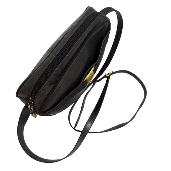 Salvatore Ferragamo Black Leather Authentic Gold Plaque Logo Leather Crossbody V - Picture 4 of 13